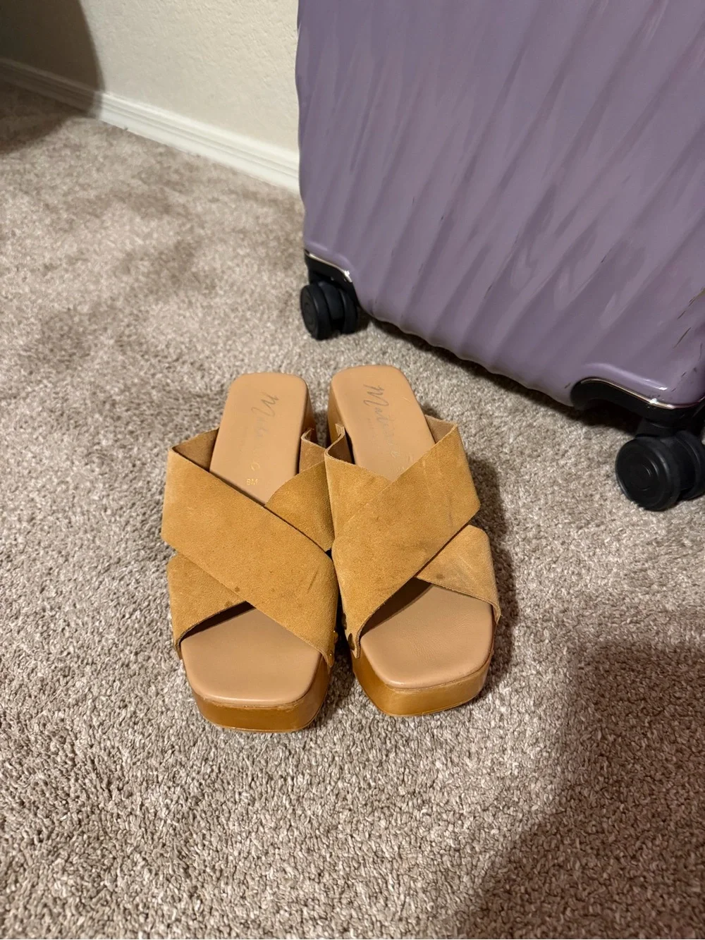 Matisse Tan Suede Crisscross Platform Sandals